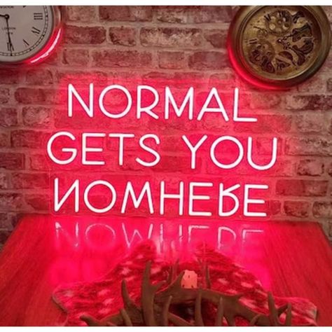 Empowering Bright Red “Normal Gets You Nowhere” LED Night Light Room Wall Decor Wall Shelf Decor, Teal Walls, Light Room, Hanging Picture Frames, Butterfly Wall Stickers, Stretched Canvas Wall Art, Family Decor, Beige Walls, No Heat