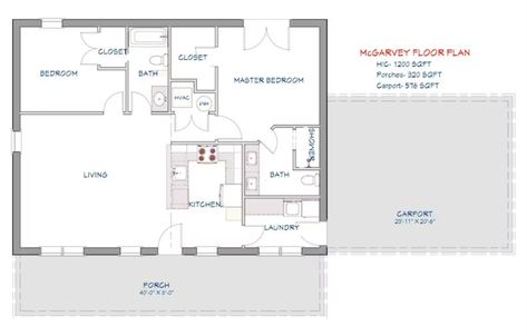 Customers are 'thrilled' and raving about Etsy's $99 'barndominium' tiny home floor plan which you can get in an instant | The US Sun Barndominium Floor Plans 2 Bedroom, Floor Plans 2 Bedroom, Metal Building House Plans, Open Floor Plan Kitchen, Nostalgic Vibes, Pole Barn House Plans, Barn Style House Plans, Cottage Style House Plans, Metal House