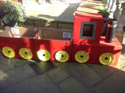 Train Dramatic Play Preschool, Trains Preschool, Cardboard Train, Train Birthday Theme, Diy Train, Train Theme Birthday Party, Kids Church Activities, Train Crafts, Toddler Christmas Tree