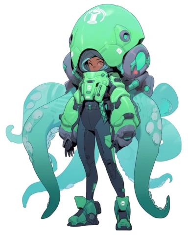 Underwater Character Design, Octopus Human Hybrid, Aquatic Oc, Squid Person, Aquatic Character Design, Octopus Character Design, Character Design With Tentacles, Character Design Sea Creature, Water Character