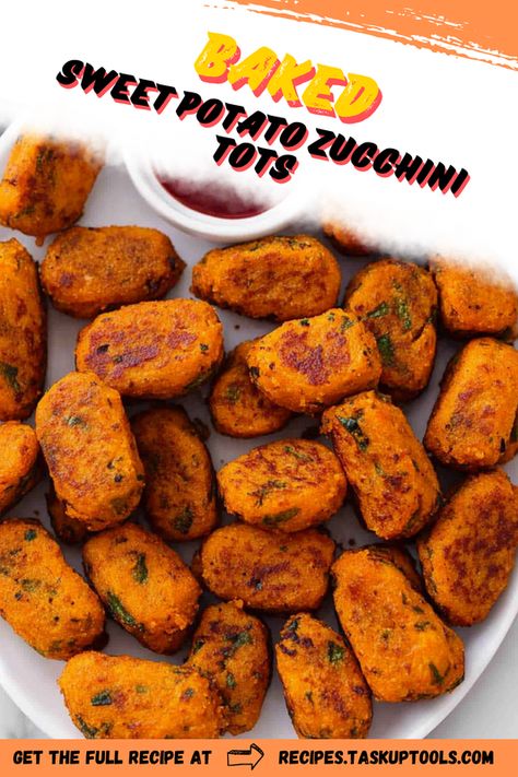 Discover the perfect blend of flavors with these Baked Sweet Potato Zucchini Tots. This healthy and delicious snack is a fantastic way to incorporate more vegetables into your diet while satisfying your cravings. Packed with nutrients, these golden-brown tots are easy to make and perfect for both kids and adults. Serve them as a tasty appetizer, a side dish, or a wholesome snack. Click to find the full recipe and elevate your snacking experience with these delightful, crispy bites! Veggie Tots, Sweet Potato Zucchini, Potato Zucchini, Sweet Potato Tots, Zucchini Tots, Sweet Potatoe Bites, Wholesome Snacks, Baked Sweet Potato, Nutritious Snacks