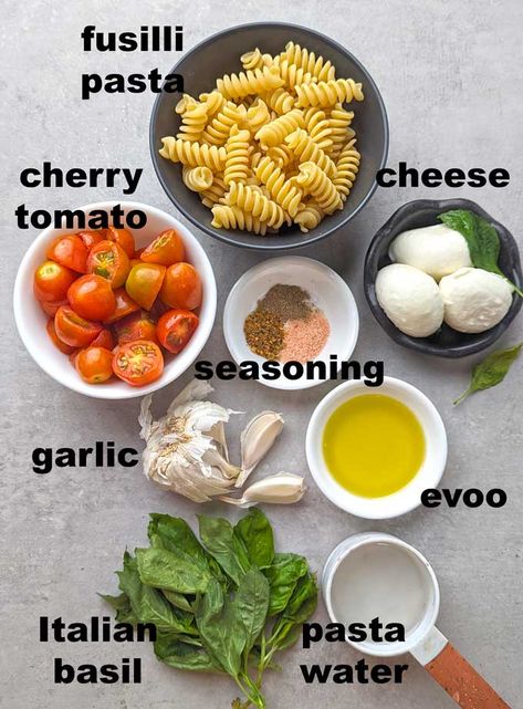 Fusilli Pasta Caprese - Fun FOOD Frolic Pasta Salad Recipes With Mozzarella, Recipes With Mozzarella, Fusilli Pasta Salad, Vegetable Recipes Dinner, Pasta Fusilli, Basil Pesto Pasta, Chicken Broccoli Pasta, Veggie Ideas, Caprese Recipes