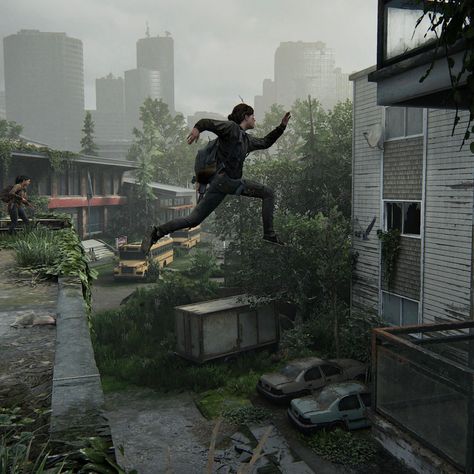 parkour master - creds: me || #tlou #tlou2 #thelastofus #thelastofuspartii #ellie #elliewilliams #ellietlou #photography Post Apocalyptic Outfit Concept Art, Surviving Aesthetic, Post Apocalyptic Aesthetic, End Of The World Aesthetic, Soft Apocalypse, Last Of Us Aesthetic, The Last Of Us Aesthetic, Apocalypse Landscape, The Hunting Party