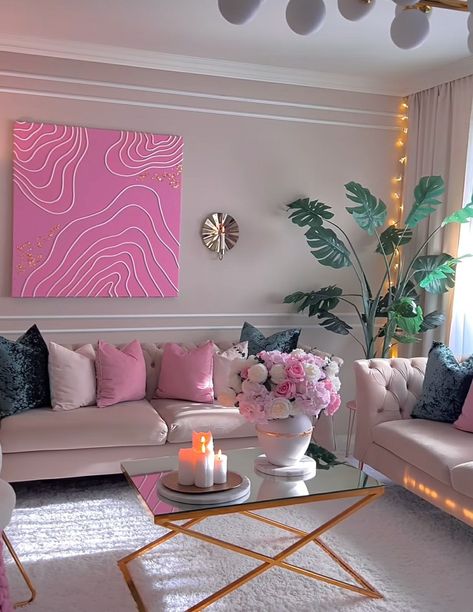 Girly Living Room, Feminine Living Room, Luxury Living Room Decor, Girly Apartment Decor, Contemporary Living Room Design, Gold Living Room, Dream Apartment Decor, Pink Living Room, Home Decor Living Room