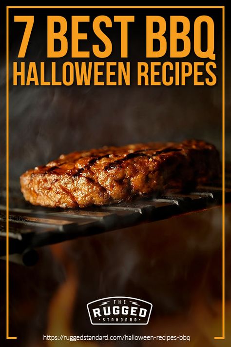 7 Best BBQ Halloween Recipes | These manly and non-corny BBQ Halloween recipes are sure to please the hungry beasts you’ve invited to your party. Halloween Bbq Food, Halloween Grilling Ideas, Halloween Bbq Party Ideas, Halloween Bbq, Halloween Potluck, Grilling Ideas, Halloween Menu, Bbq Dishes, Bbq Menu