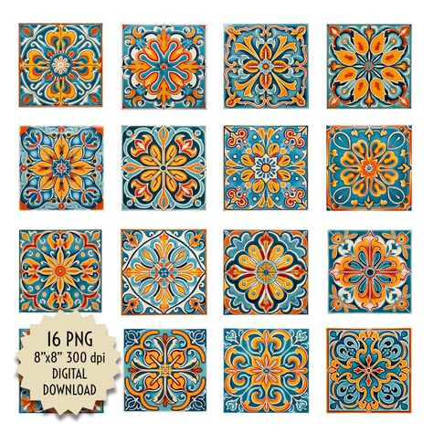 Blue And Orange Kitchen, Redecorate Room, Hero Illustration, Tile Painting, Digital Printing Services, Turquoise Kitchen, Tattoos Women, Mosaic Decor, Traditional Ceramics