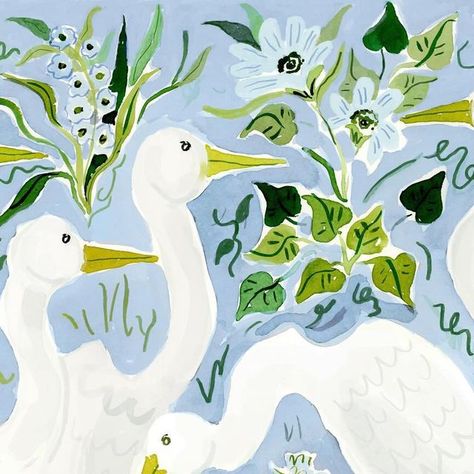 Evelyn Henson on Instagram: "My favorites from the new “flying colors” series are these heron groupings so here they are up close: Herons by the Sea, Herons by the Garden, and Herons by the Wildflowers!   I first started trying my hand at birds last year with a chinoiserie inspired print, and have slowly gotten more and more comfortable with them. This subject did not come easy to me and I found birds initially very challenging: figuring out how to paint their eyes, detailing feathers, and getting the body proportions right were all facets that took time.   As I studied and painted them, found myself wishing I had paid more attention in my high school ornithology class. That’s my favorite thing about art—-the way painting something makes you fascinated with something you might have ignored Saint Heron Graphic Design, Blue Heron Print, Heron Painting, Great Blue Heron Symbolism, Prottoy Heron, Great Blue Heron Watercolor, Evelyn Henson, Body Proportions, Herons