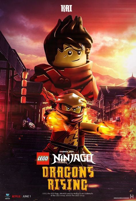 Ninjago Dragons Rising Poster, Lego Ninjago Dragons Rising, Kai Poster, Lego Ninjago Kai, Kai Ninjago, Kai Smith, Ninjago Dragons Rising, Lego Poster, Lego Dragon