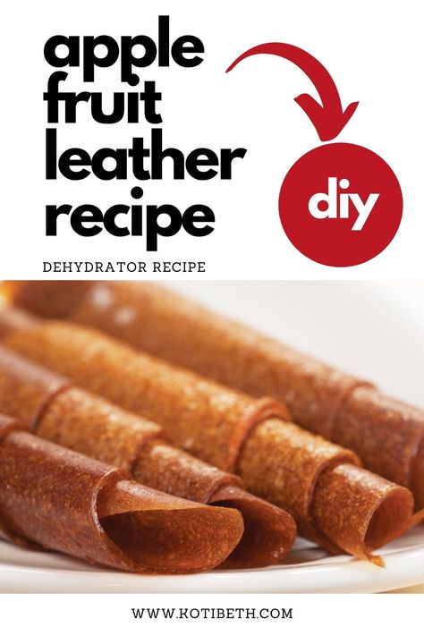 How to make apple fruit leather. Use unsweetened applesauce to make this recipe no sugar for a healthy snack for kids or adults. Make apple recipe roll ups in the dehydrator or in the oven. Make DIY dehydrated apple fruit leather recipe oven or dehydrator. Homemade apple fruit leather is easy to make, and it tastes better than store bought! #fruitleather #apple #dehydrator Fruit Leather Recipe Oven, Apple Fruit Leather Recipe, Dehydrated Apples Recipe, Fruit Leather Recipe Dehydrator, Fruit Roll Ups Homemade, Fruit Leather Dehydrator, Kefir Water, All Natural Home, Homemade Fruit Leather