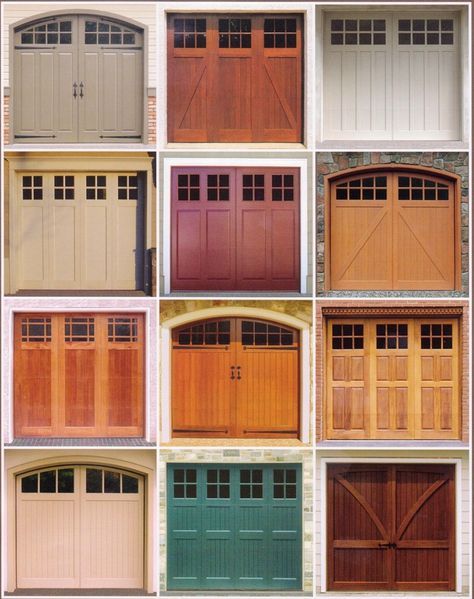 Barn Door Garage, Garage Door Colors, Mountain Farmhouse, Carriage House Doors, Carriage Garage Doors, Garage Door Windows, Carriage House Garage, Wood Garage, Modern Garage Doors