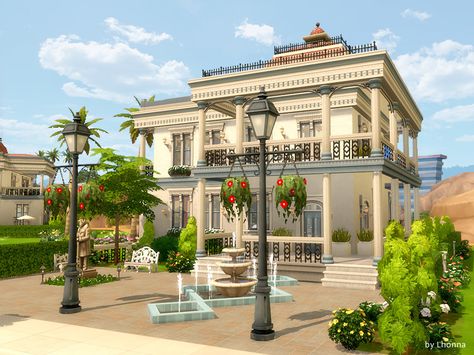 Renaissance Library Lot | Sims 4 Houses Sims 4 Base Game Library, Sims 4 Willow Creek Library, Sims 4 Library, Library Floor Plan, Classical Library, Silent Place, The Sims 4 Lots, Elegant Place, Fall House