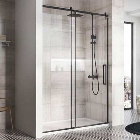 Toilet And Sink Unit, Hinged Shower Door, Black Shower Doors, Easy Bathrooms, Framed Shower Door, Frameless Sliding Shower Doors, Shower Fittings, Brass Hinges, Sliding Shower Door