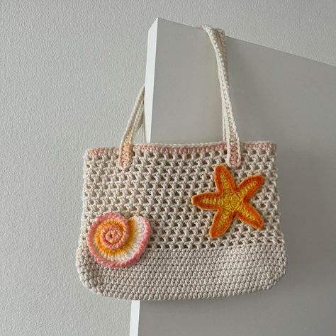 Beach Bags Crochet, Crochet Beach Pattern, Beach Crochet Bag, Crochet Starfish, Beach Bag Crochet, Shell Crochet, Crochet Beach Bag, Crochet Book Cover, Yarn Project