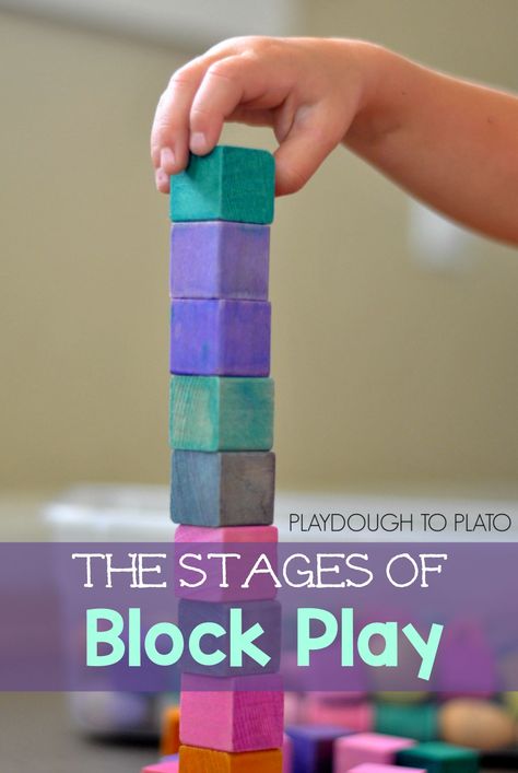 the stages of block play and why it is important for fine motor development - Playdough to Plato Playdough To Plato, Blocks Preschool, Stages Of Development, Block Center, Block Play, Block Area, Developmental Stages, Toddler Development, Childhood Development