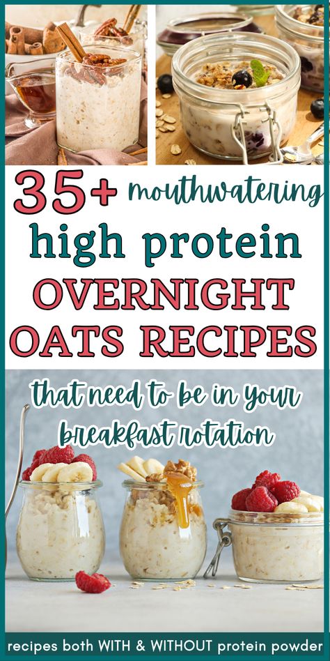 High protein overnight oats is a great way to boost your protein first thing in the morning! It is a convenient, nutritious start to your day, especially for busy mornings- a grab-and-go breakfast! Article included recipes both with protein powder & without protein powder! High protein overnight oats with no protein powder have other great sources of protein! High Protein Overnight Oats No Protein Powder, High Protein Overnight Oats Without Protein Powder, Proats Protein Oatmeal Overnight Oats, Healthy Overnight Oats Protein, High Protein Overnight Oats Low Carb, Overnight Oats Healthy Protein, Protein Powder Overnight Oats, Protein Overnight Oats Healthy, Overnight Oats With Protein Powder