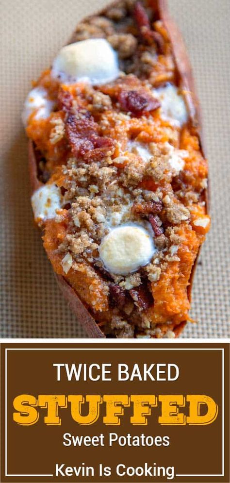 Fully Loaded Baked Sweet Potato, Diy Baked Potato, Sweet Potato With Bacon, Sweet Potato Fried Recipes, Sweet Potato Supper Ideas, Loaded Sweet Potatoes Recipes, Sweet Potato Entree, Healthy Stuffed Sweet Potato Recipes, Smash Sweet Potato Recipes