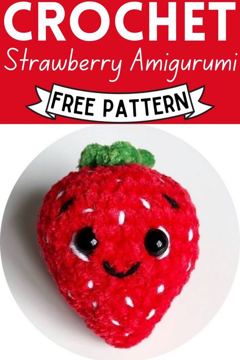 Super Cute Crochet Strawberry Amigurumi Pattern Red Amigurumi Free Pattern, How To Crochet A Strawberry, Strawberry Crochet Pattern Free, Crochet Strawberry Pattern Free, Cute Crochet Strawberry, Strawberry Crochet Pattern, Amigurumi Strawberry, Crochet Star Patterns, Strawberry Crochet