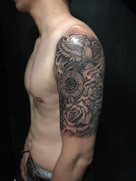 Men Shoulder Tattoo Ideas Quarter Sleeve, Upper Half Sleeve Tattoos For Guys, Half Sleeve Tattoos For Guys Upper Arm, Upper Arm Tattoo Men Half Sleeves, Half Sleeve Tattoos For Men Upper Arm, Upper Shoulder Tattoo Men Ideas, Upper Half Sleeve Tattoos, Upper Arm Tattoos For Guys, Upper Shoulder Tattoo