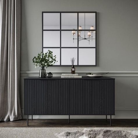 Lysander Fluted Sideboard Buffet Cabinet - On Sale - Bed Bath & Beyond - 39191969 Fluted Sideboard, Black Buffet, Contemporary Nightstand, Black Sideboard, Kitchen Sideboard, Cabinet Bed, Art Classique, Buffet Cabinet, Online Furniture Shopping