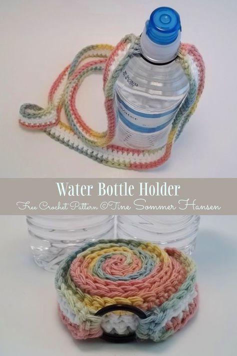 Scrubby Yarn Crochet, Bottle Decoration Ideas, Crochet Water Bottle, Crocheted Ideas, Camping Necessities, Diy Projects To Make And Sell, Crochet Water Bottle Holder, Kitchen Crochet, Bottle Cozies