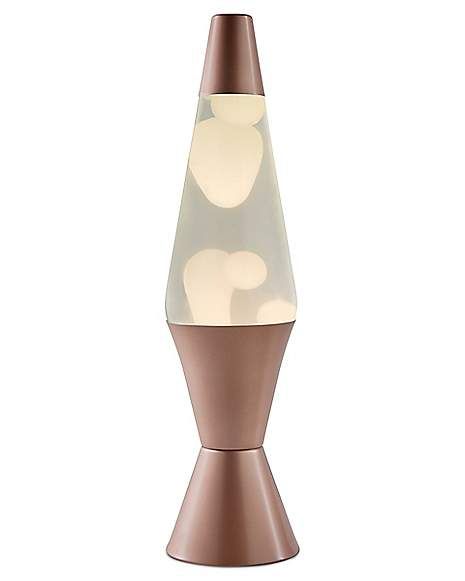 Rose Gold and White Lava Lamp - 17 Inch - Spencer's White Lava Lamp, Cool Lava Lamps, Glitter Lamp, Spencers Gifts, Cool Lamps, Cool Tables, White Wax, Party Lights, Cool Rooms