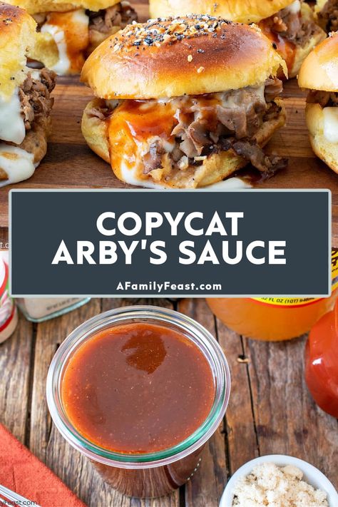 Copycat Arby's Sauce - A Family Feast Arbys Recipes, Copycat Arbys, Arby's Sauce Copycat, Arbys Sauce, Arbys Sauce Recipe, Arbys Roast Beef Sandwich, Arby's Sauce, Diy Condiments, Food Sauces