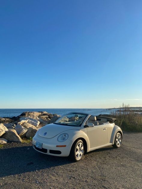 White Volkswagen Beetle Aesthetic, Cute Buggy Car, Volkswagen Car Aesthetic, Volkswagen Beetle Aesthetic, White Vw Beetle, Bug Volkswagen, Volkswagen Beetle Convertible, Bug Car, Volkswagen New Beetle