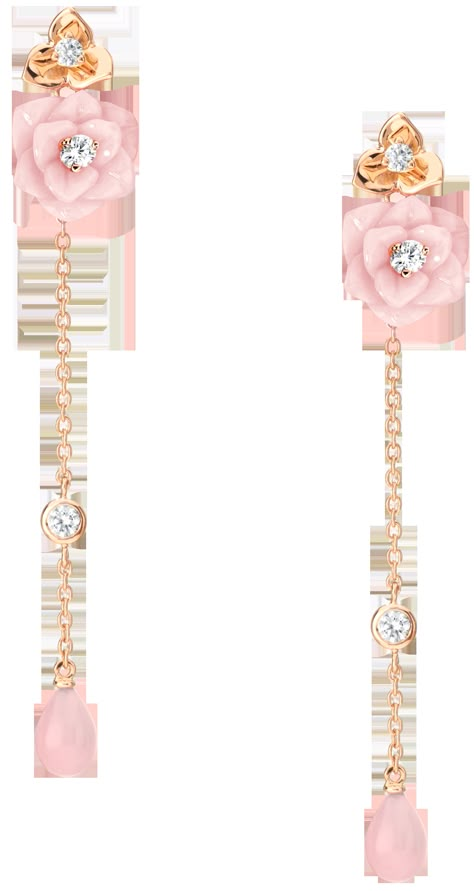 Piaget Rose #earrings in rose gold, opal and diamonds Piaget Rose, Piaget Jewelry, Color Earrings, Choker Style, Floral Jewellery, I Love Jewelry, Rose Earrings, Pink Opal, Van Cleef