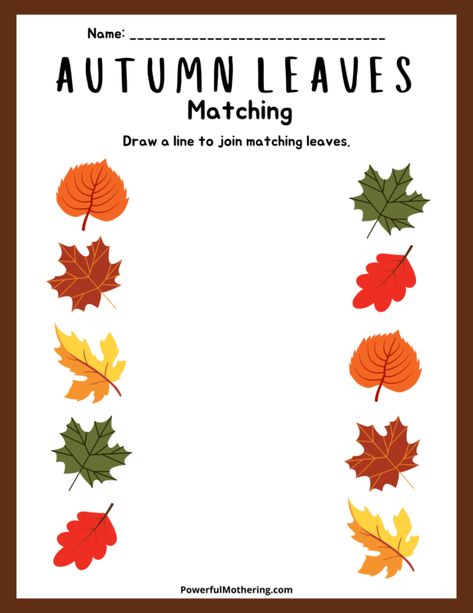 Printable Fall Activities For Kids Fall Color Activities For Preschool, Preschool Fall Leaves Crafts, Leaves Craft Preschool, Autumn Leaves Preschool Activities, Fall Cognitive Activities For Preschool, Fall Outdoor Preschool Activities, October Leaves, Fall Activities For Kids Toddlers, Fall Crafts For Pre K