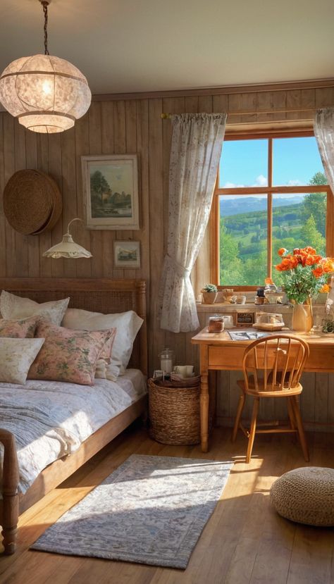 beautiful grandma core bedroom with cozy bedding, floral rug and wooden furniture. Grandma Style Home Decor, Grandma House Core, Grandmas House Aesthetic Bedroom, Grandma Style House, Cottage Grandma Aesthetic, Grandma Era Aesthetic, Granny House Aesthetic, Granny Core Aesthetic Home, Grandma Home Aesthetic