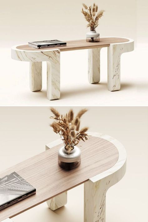 Marble Furniture Design, Coffee Tables Ideas, تصميم الطاولة, Marble Tables Design, Curved Table, Marble Desk, تصميم داخلي فاخر, Console Table Design, Marble Console Table