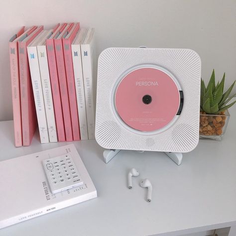 @kthcollector posted on Instagram: “i’m in love with this cd player 🥺 . use the code “kthcollector” when you order from cokodive and…” • See all of @kthcollector's photos and videos on their profile. Dorm Room Crafts, Bt21 Merch, Cd Wall, Portable Music Player, Hangout Room, Spotify Playlists, Hifi Speakers, Bts Merch, Kpop Merch