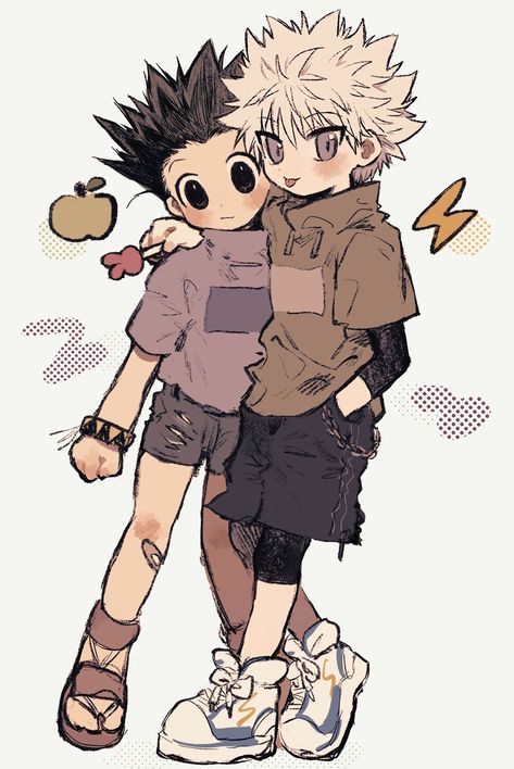 Killua And Gon Fanart, Hxh Wallpaper Aesthetic, Killugon Fanart, Hunter March, Gon X Killua, Anime Duo, Hunterxhunter Funny, Gon And Killua, Gon Killua