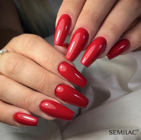 Coffin Nail Ideas, Red Manicure, Nail Candy, Nails Red, Ballerina Nails, Polish Colors, Nail Swag, Instagram Nails, Autumn Nails