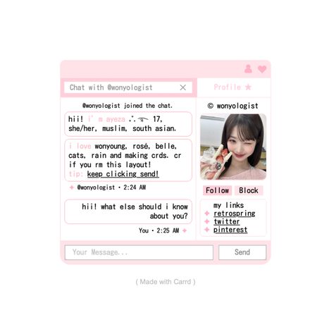 Carrd Inspo Template Free, Fonts Alphabet Cute, Carrd Fonts, Webcore Template, Aesthetic Id Card Template, Carrd Inspo Pink, Pink Png Aesthetic, Carrd.co Theme, Carrd Inspo Simple