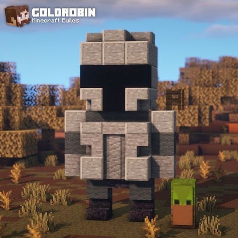 Minecraft Mandalorian, Minecraft Statue Ideas, Minecraft Building Tutorials, Statue Minecraft, Minecraft Statue, Minecraft Statues, Minecraft Banner Designs, Bangunan Minecraft, Minecraft Farm