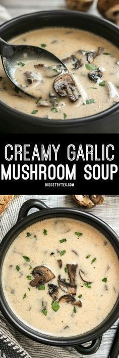 Best Mushroom Soup, Cream Soup Recipes, Creamy Garlic Mushrooms, Creamy Mushroom Soup, Mushroom Soup Recipes, Homemade Soup Recipe, Cream Of Mushroom Soup, Best Soup Recipes, Cream Of Mushroom