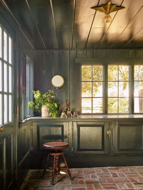 European Country Kitchen, Red Brick Pavers, Country Laundry Rooms, Mudroom Flooring, Shiplap Backsplash, Terracotta Floor, Mudroom Design, Dark Wood Floors, Brick Pavers