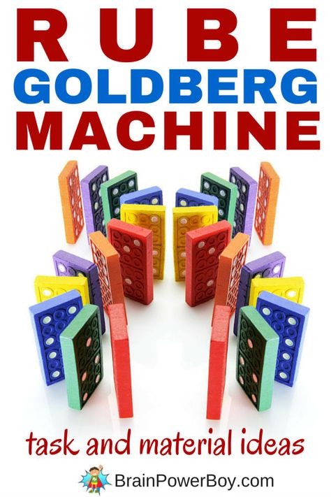 Build your own Rube Goldberg Machine™! Use this great list of task ideas to choose the type of machine you want to build, gather some of the materials on our big list and make your own machine. Super fun learning opportunities throughout the whole process. Click to get the lists. Rube Goldberg Projects, Task Ideas, Goldberg Machine, Rube Goldberg Machine, Rube Goldberg, Steam Ideas, Engineering Challenge, Class Activity, Activities For Boys