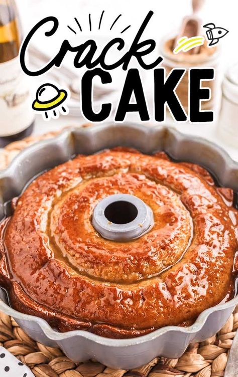 Crack Cake - Spaceships and Laser Beams Bunt Cake Recipe, Lemon Cake Mix Recipe, Easy Bundt Cake Recipes, Bundt Recipes, Easy Cakes To Make, Easy Bundt Cake, Boxed Cake Mixes Recipes, Cake Recipes Easy Homemade, Boxed Cake