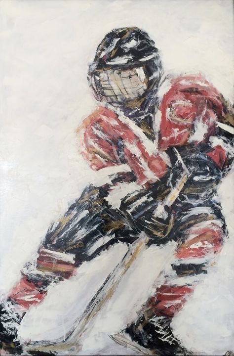 Let's Play Hockey | Art. Passion. ZsaZsa Bellagio Hockey Man Cave, Hockey Drawing, Hockey Field, Hockey Crafts, Hockey Art, Hockey Room, Sport Theme, Hockey Kids, Sports Painting