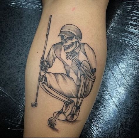 Skeleton Golfing Tattoo, Golf Tattoo, Club Tattoo, Golf Bag, Golf Bags, Ink Tattoo, Body Art, Skeleton, Golf