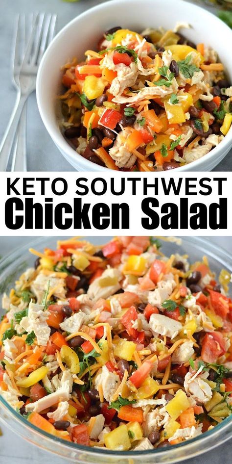 Keto Southwest Salad #ketosouthwestsalad #southwestsalad Keto Southwest Chicken Salad, Keto Chicken Taco Salad, Healthy Southwest Chicken Salad, Keto Crab Salad, Weight Watchers Chicken Salad, Southwest Salad Recipe, Stylish Cravings, Chili Salad, Low Carb Chicken Salad