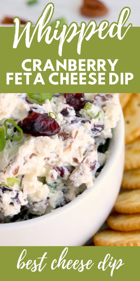 Sweet and tangy cranberry feta cheese dip in white bowl. How To Whip Feta Cheese, Whipped Feta Cheese Dip, Cold Feta Dip, Feta Cheese Appetizer Recipes, Feta Cheese Dips, How To Use Up Feta Cheese, Cranberry Whipped Feta Dip Delish, Baked Feta Dip Appetizer Recipes, Uses For Feta Cheese