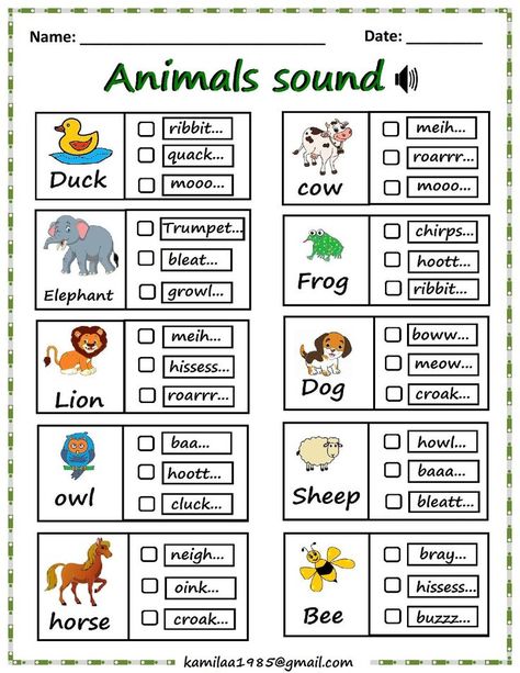 animals sound worksheet Animal Sounds Activity, Evs Worksheet, Playgroup Activities, Animal Worksheets, Animal Sounds, Kindergarten Science, Beginning Sounds, Science Worksheets, Language Lessons