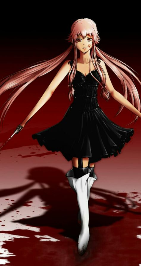 Yuno Anime: Mirrai Nikki Yuno Gasai Black Dress, Yuno Gasai Wallpaper, Nikki Wallpaper, Yuno Anime, Wallpaper Iphone Anime, Future Dairy, Yuno Mirai Nikki, Dress Wallpaper, Mirai Nikki Future Diary