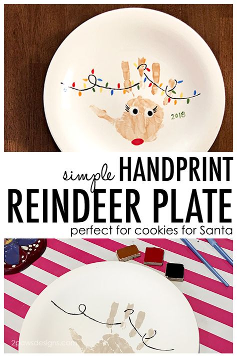 Santas Cookie Plate Diy, Christmas Plates Kids, Reindeer Plates, Diy Christmas Plate, Santa Camera Ornament, Plate For Santa, Handprint Reindeer, Santa Camera, Christmas Gift Ideas For Family