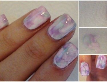 DIY Watercolor Marble Nails (Without Water) Saran Wrap Nails, Watercolor Nails, How To Watercolor, Matte Acrylic Nails, Water Marble Nail Art, Cotton Candy Nails, Water Nails, Water Color Nails, Marble Nail Art