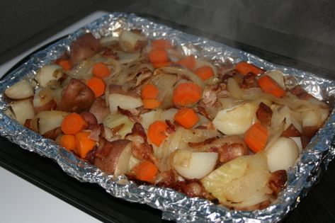 This recipe was made by students to cook the potatoes and cabbage they harvested from the school garden. It's delicious as a main dish or perfect as a side. Carrots In Oven, Baked Cabbage, Steamed Cabbage, Cabbage And Potatoes, Potatoes In Oven, Cabbage And Sausage, Chicken And Cabbage, Potato Bake, Roasted Cabbage