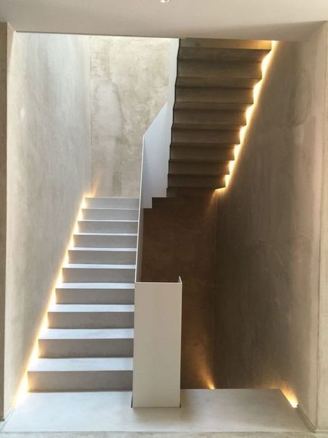 Stairs Lighting, Stairs Architecture, Stairs Design Modern, Staircase Decor, Stair Handrail, Staircase Railings, Home Stairs Design, Stair Lighting, Modern Stairs